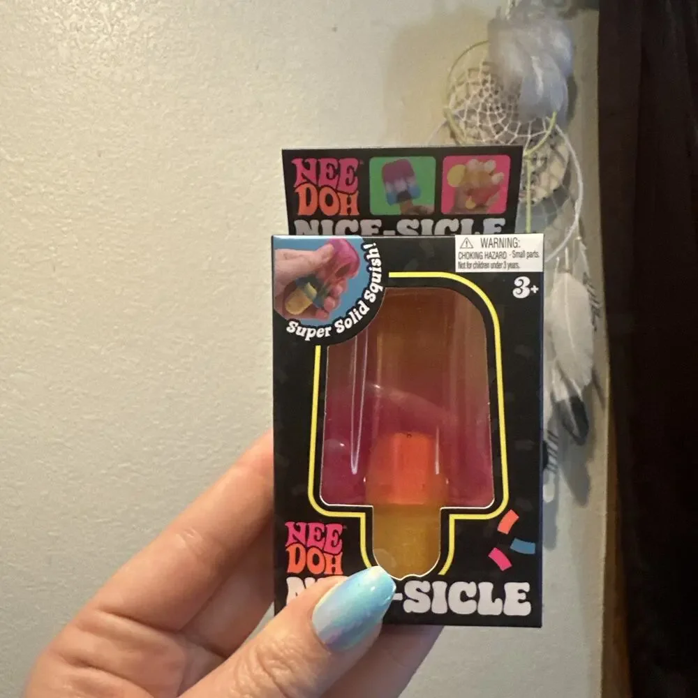 VIRAL NeeDoh Nice-Sicle Popsicle Fidget Squishy Orange Pink - AUTHENTIC New